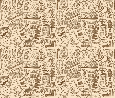 seamless travel patternのイラスト素材