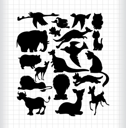 animals silhouettesのイラスト素材
