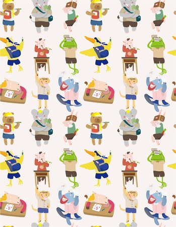 seamless animal student patternのイラスト素材