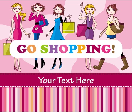 woman shopping card のイラスト素材