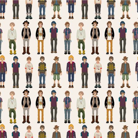 seamless young man patternのイラスト素材
