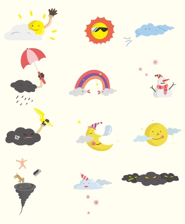 cartoon weather icon のイラスト素材