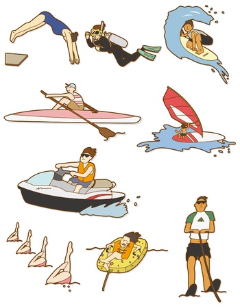 cartoon water sport icon のイラスト素材