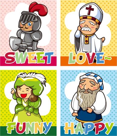 medieval people cardのイラスト素材