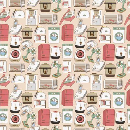 seamless home appliances patternのイラスト素材
