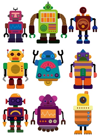 cartoon color robot  iconのイラスト素材