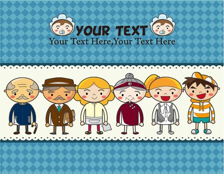 cartoon family card のイラスト素材