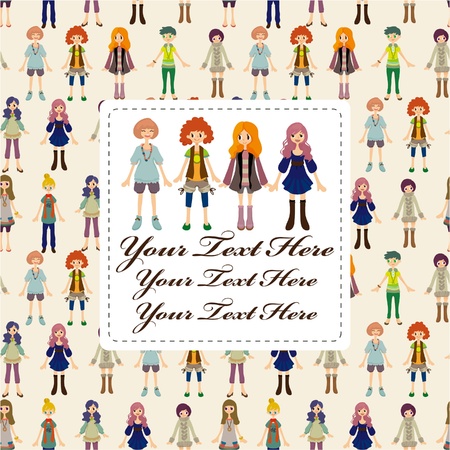 cartoon girl cardのイラスト素材