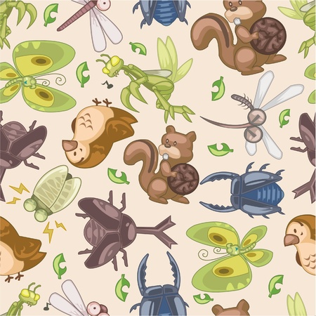 seamless summer animal patternのイラスト素材