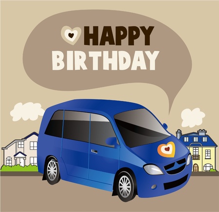 car birthday card のイラスト素材