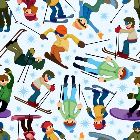 seamless ski patternのイラスト素材