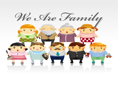 cartoon family card のイラスト素材