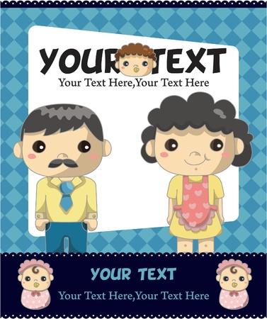 cartoon family card のイラスト素材
