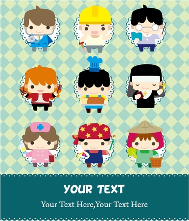 cartoon people card のイラスト素材