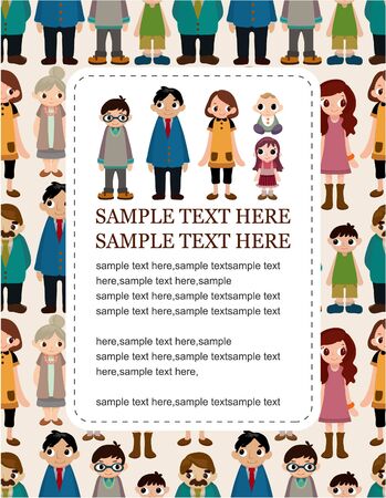 cartoon family card のイラスト素材
