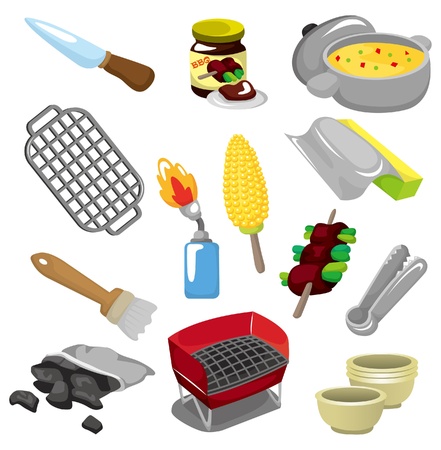 cartoon barbeque party tool iconのイラスト素材