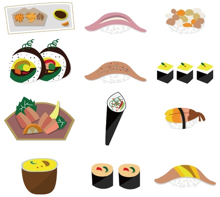 artoon Japanese food icon setのイラスト素材