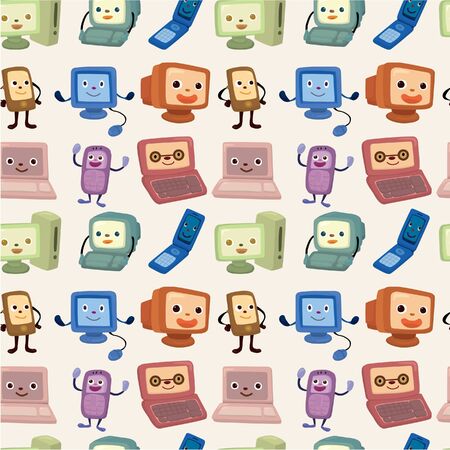 cartoon computer and phone set seamless patternのイラスト素材