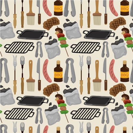 cartoon barbeque party tool seamless patternのイラスト素材