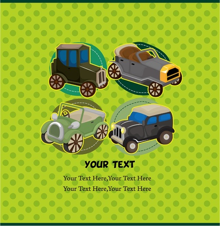 cartoon retro car cardのイラスト素材