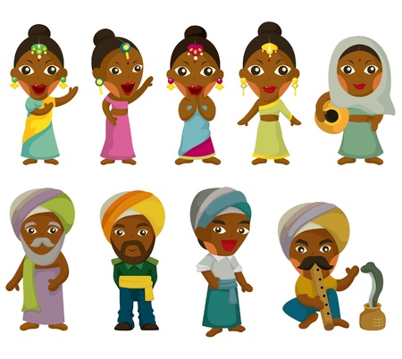 Vector of cartoon Indian icon setのイラスト素材