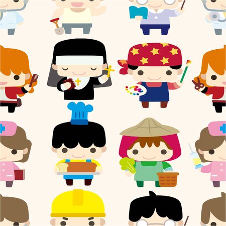 cartoon people seamless patternのイラスト素材