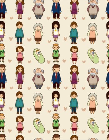 seamless cartoon family patternのイラスト素材