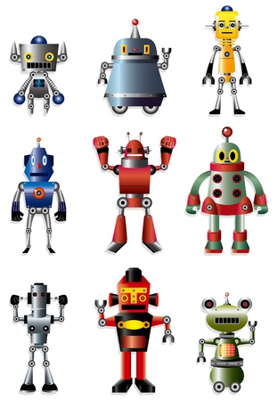cartoon robot icon setのイラスト素材