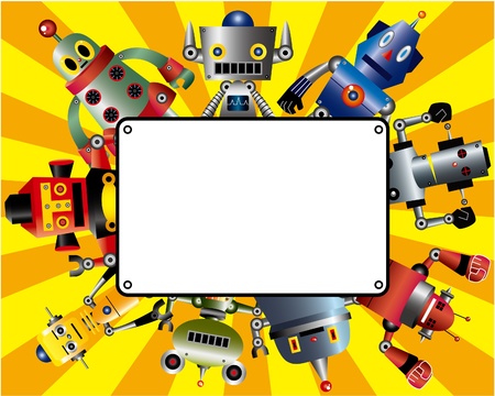 cartoon robot cardのイラスト素材