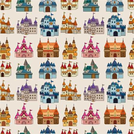 cartoon Fairy tale castle seamless patternのイラスト素材