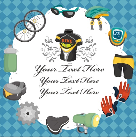 cartoon bicycle equipment seamless patternのイラスト素材