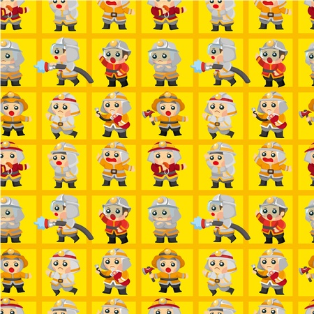 cartoon Fireman seamless patternのイラスト素材