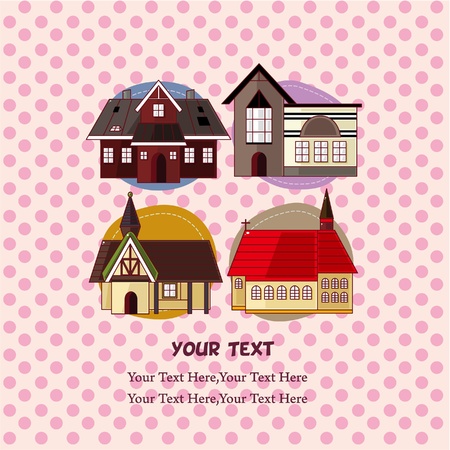 cartoon house cardのイラスト素材