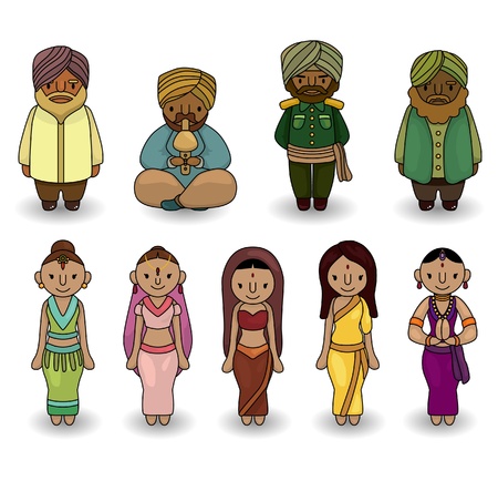  cartoon Indian icon setのイラスト素材