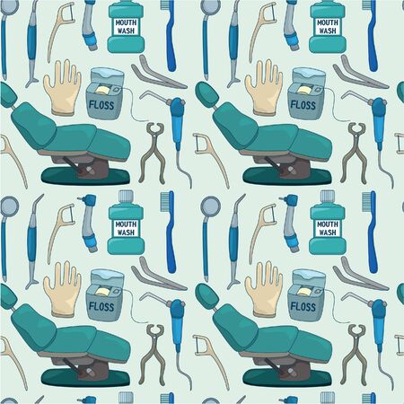 cartoon Dentists element seamless patternのイラスト素材