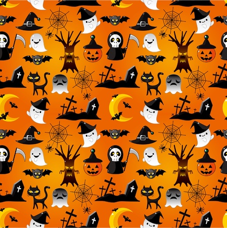 cartoon Halloween seamless patternのイラスト素材