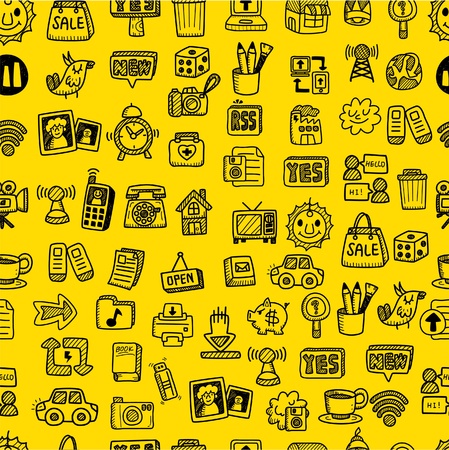 hand draw web icons seamless patternのイラスト素材