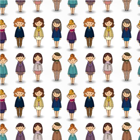cartoon pretty office woman worker seamless patternのイラスト素材