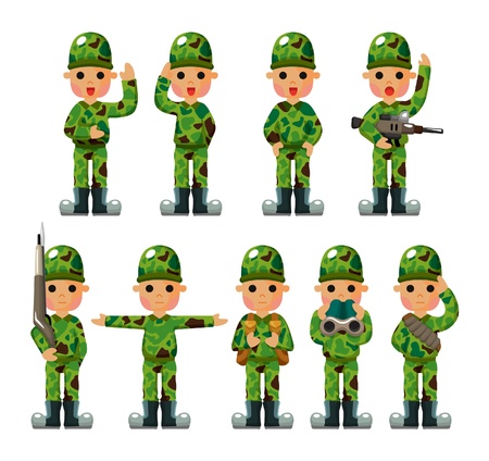 cartoon Soldier icons setのイラスト素材