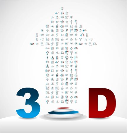 internet icons and 3d cardのイラスト素材