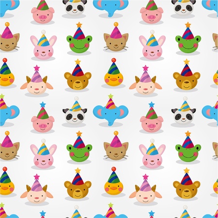 Cartoon party animal head seamless patternのイラスト素材