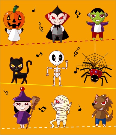 Cartoon Halloween cardのイラスト素材
