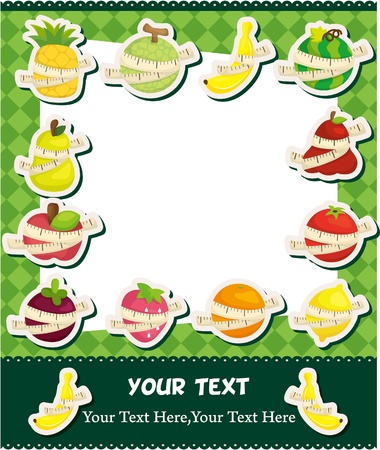 fresh fruit and ruler health cardのイラスト素材
