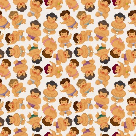 cartoon Sumo wrestler seamless patternのイラスト素材