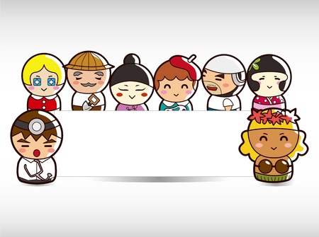 cartoon people job bannerのイラスト素材
