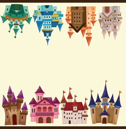 cartoon castle cardのイラスト素材