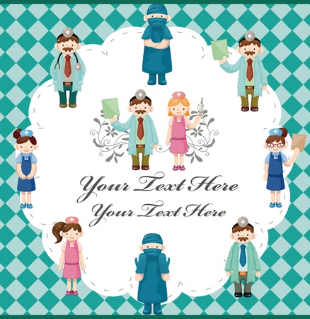 cartoon doctor and nurse cardのイラスト素材