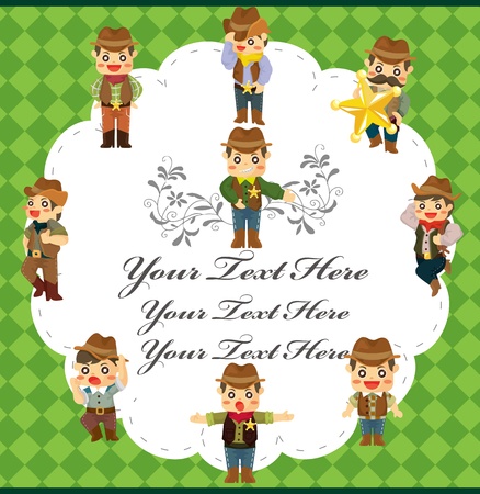 cartoon cowboy cardのイラスト素材