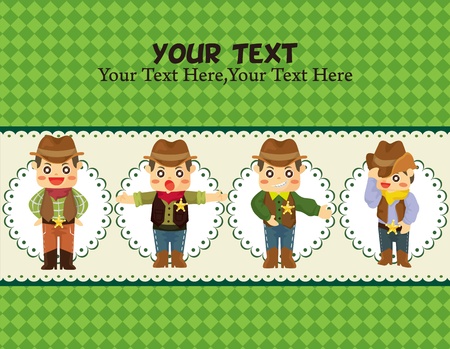 cartoon cowboy cardのイラスト素材