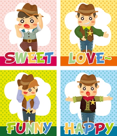 cartoon cowboy cardのイラスト素材